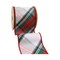 LaRibbons 4" - 2 1/2" Wired Dupioni Ribbon | Burgundy/Green/White Plaid Bias Cut | 5 Yard Roll